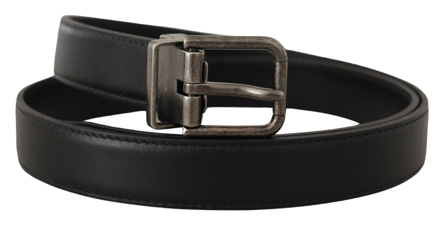 Dolce & Gabbana Elegant Black Leather Belt with Metal Buckle Dolce & Gabbana