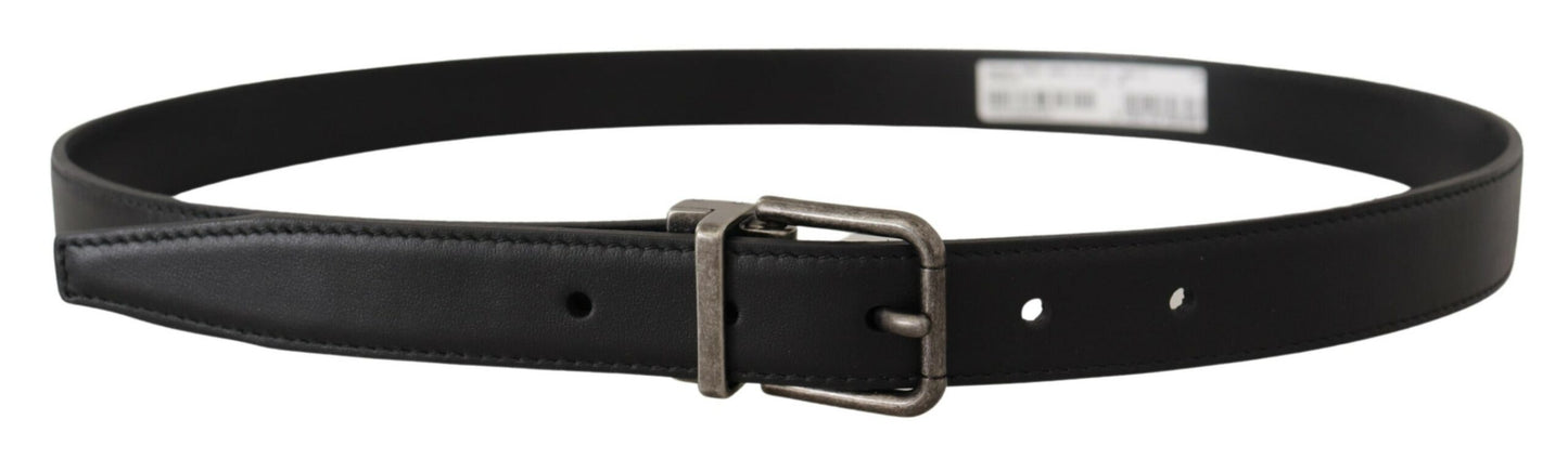 Dolce & Gabbana Elegant Black Leather Belt with Metal Buckle Dolce & Gabbana