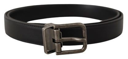 Dolce & Gabbana Elegant Black Leather Belt with Metal Buckle Dolce & Gabbana