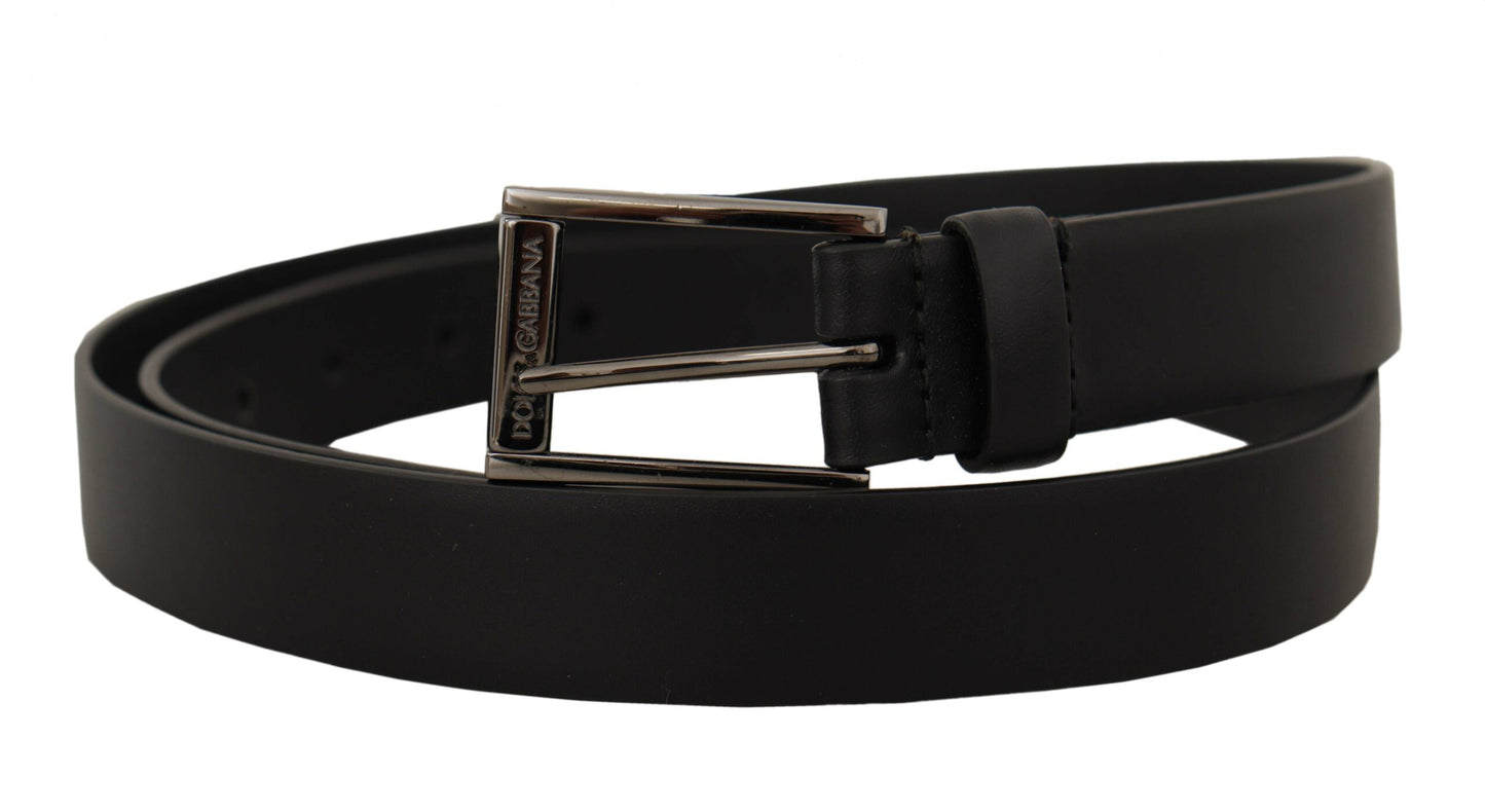 Dolce & Gabbana Elegant Black Leather Belt with Metal Buckle Dolce & Gabbana