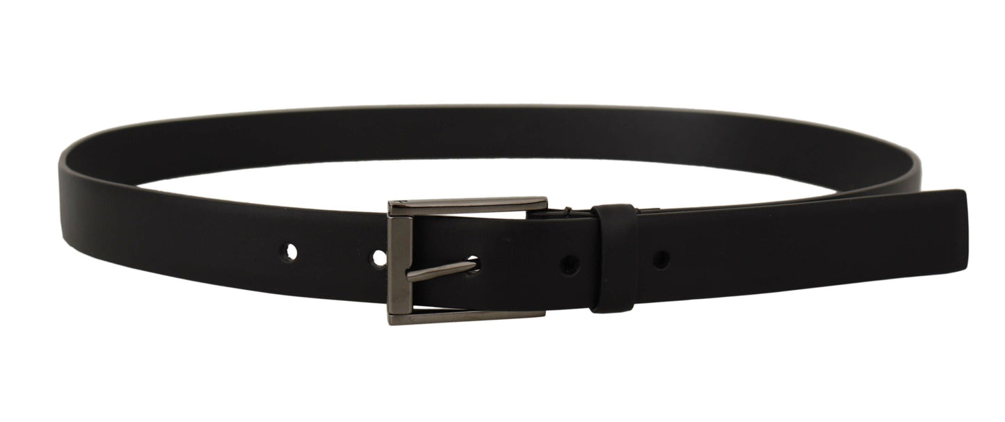 Dolce & Gabbana Elegant Black Leather Belt with Metal Buckle Dolce & Gabbana