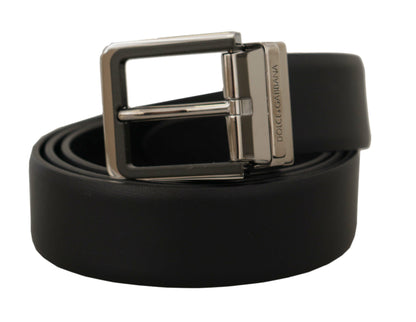 Dolce & Gabbana Elegant Black Leather Belt with Metal Buckle Dolce & Gabbana