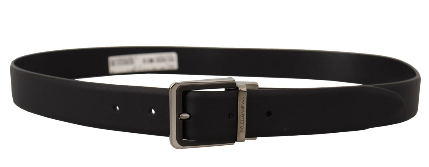 Dolce & Gabbana Elegant Black Leather Belt with Metal Buckle Dolce & Gabbana