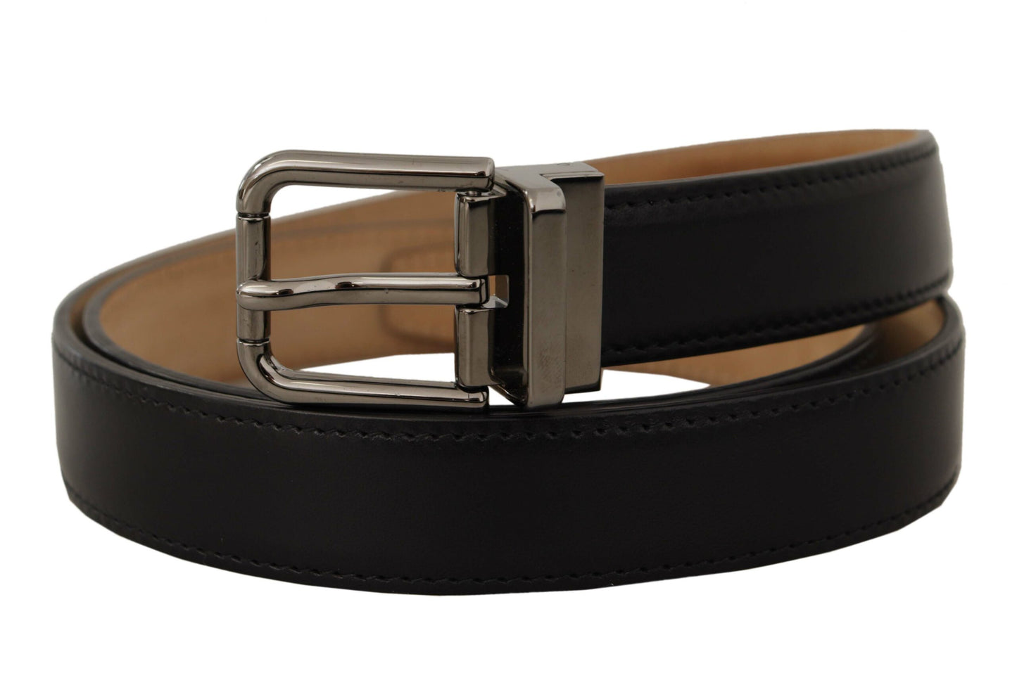 Dolce & Gabbana Sleek Black Leather Belt with Metal Buckle Dolce & Gabbana