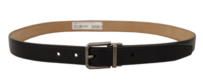 Dolce & Gabbana Sleek Black Leather Belt with Metal Buckle Dolce & Gabbana