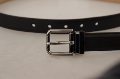 Dolce & Gabbana Sleek Black Leather Belt with Metal Buckle Dolce & Gabbana