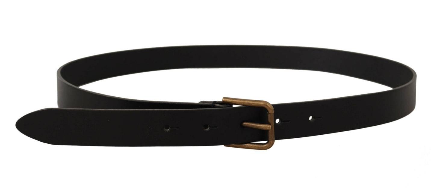 Dolce & Gabbana Elegant Black Leather Belt with Metal Buckle Dolce & Gabbana