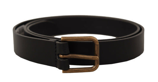 Dolce & Gabbana Elegant Black Leather Belt with Metal Buckle Dolce & Gabbana