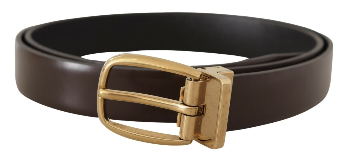 Dolce & Gabbana Elegant Dark Brown Leather Belt Dolce & Gabbana