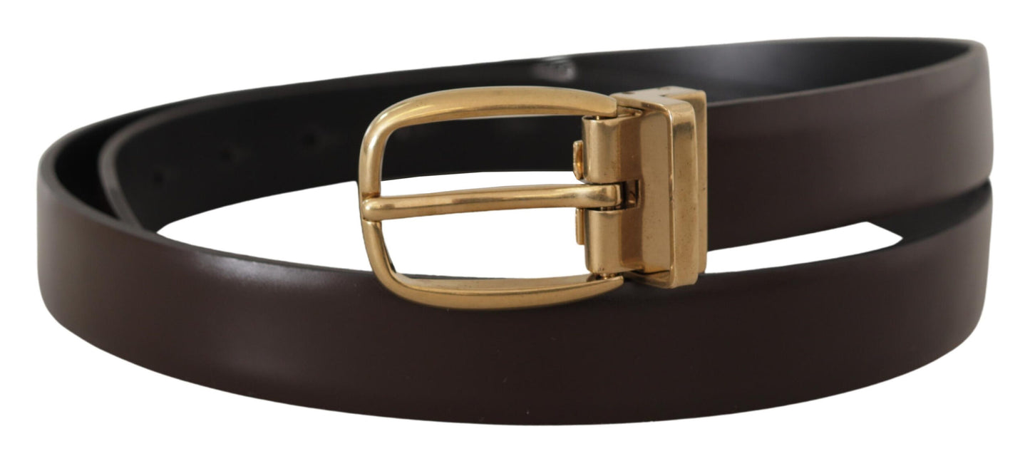 Dolce & Gabbana Elegant Dark Brown Leather Belt Dolce & Gabbana