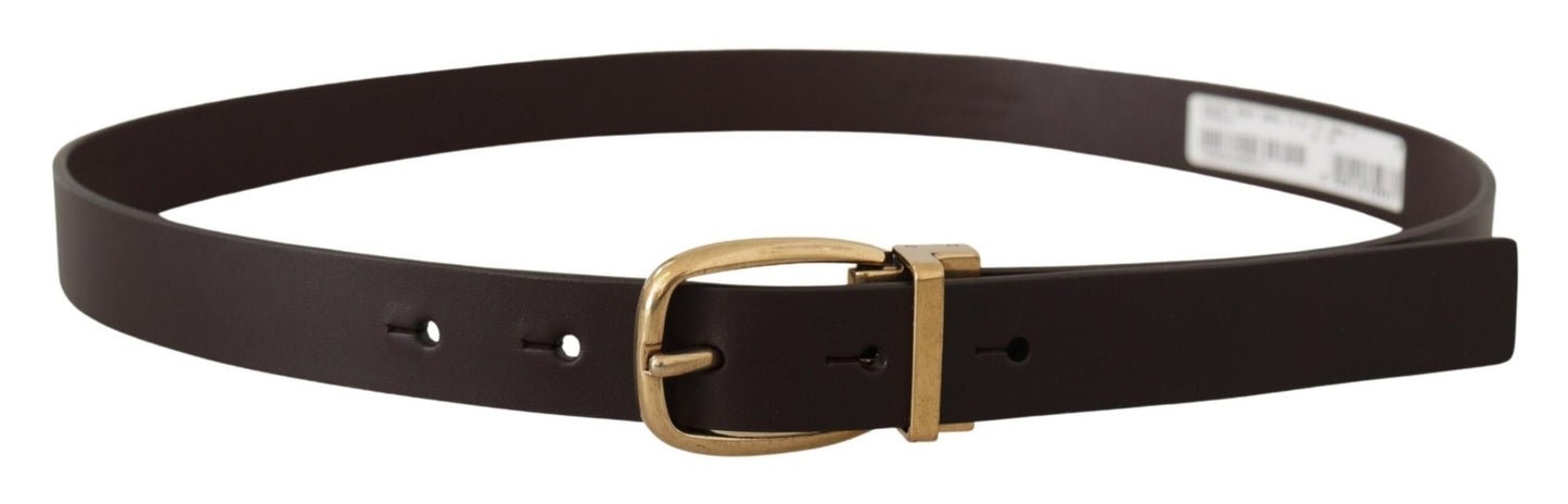 Dolce & Gabbana Elegant Dark Brown Leather Belt Dolce & Gabbana