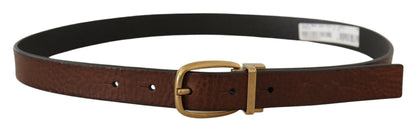 Dolce & Gabbana Elegant Brown Leather Belt with Logo Buckle Dolce & Gabbana