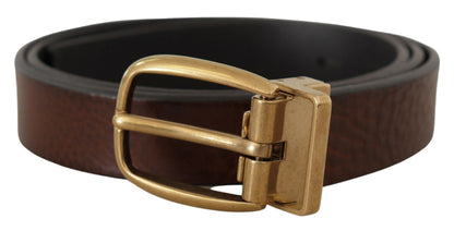 Dolce & Gabbana Elegant Brown Leather Belt with Logo Buckle Dolce & Gabbana