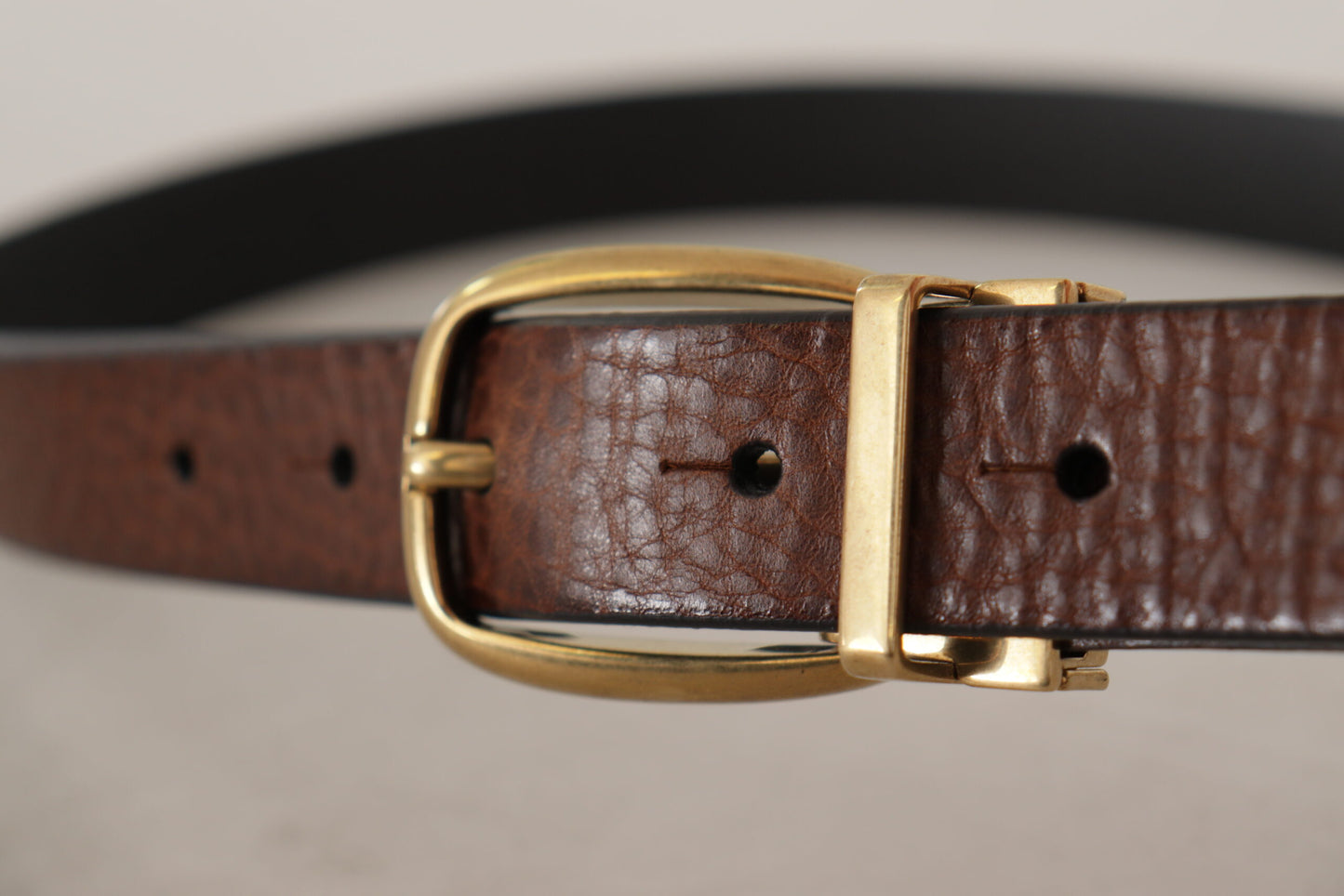 Dolce & Gabbana Elegant Brown Leather Belt with Logo Buckle Dolce & Gabbana