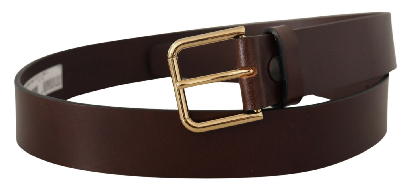 Dolce & Gabbana Elegant Dark Brown Leather Belt Dolce & Gabbana