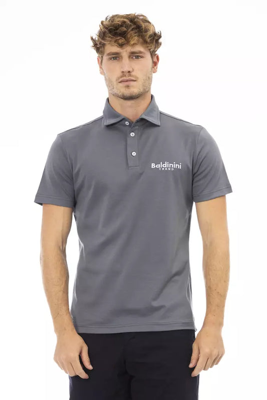 Baldinini Trend Gray Cotton Men Polo Baldinini Trend