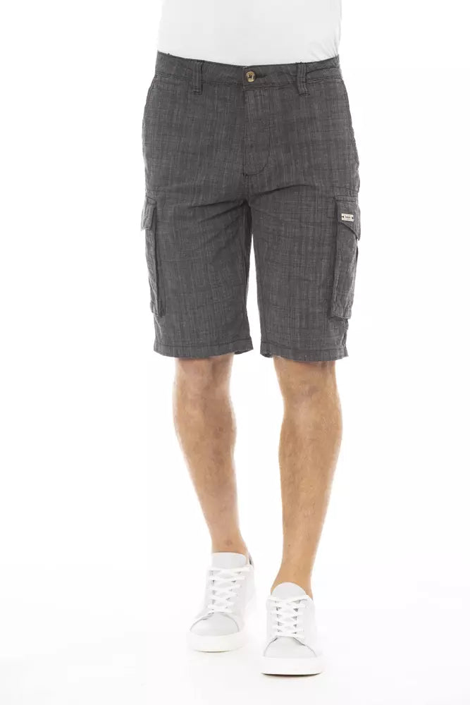 Baldinini Trend Black Cotton Men Cargo Short Baldinini Trend