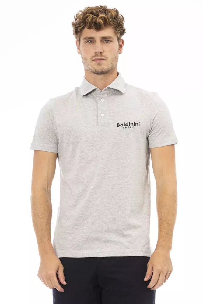 Baldinini Trend Gray Cotton Men Polo Baldinini Trend