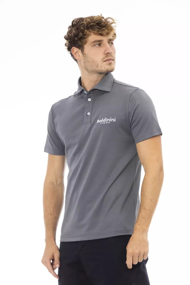 Baldinini Trend Gray Cotton Men Polo Baldinini Trend