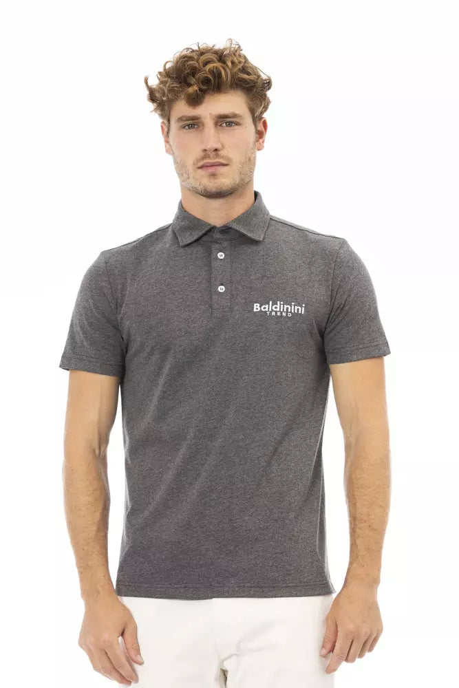 Baldinini Trend Gray Cotton Men Polo Baldinini Trend