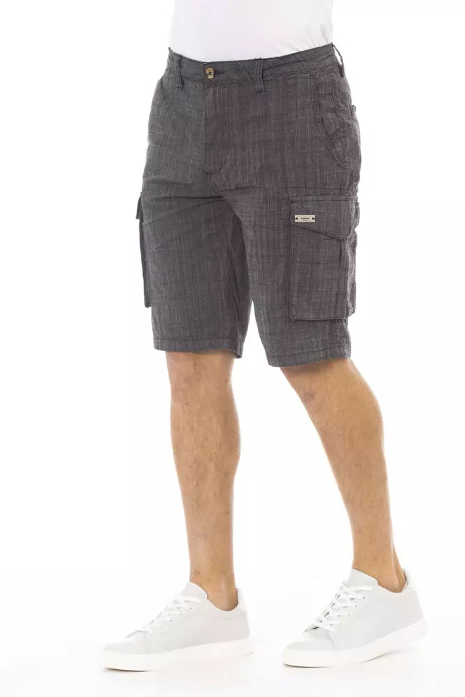 Baldinini Trend Black Cotton Men Cargo Short Baldinini Trend