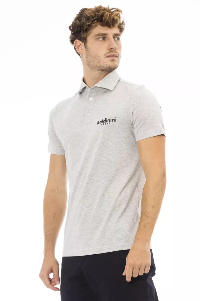 Baldinini Trend Gray Cotton Men Polo Baldinini Trend