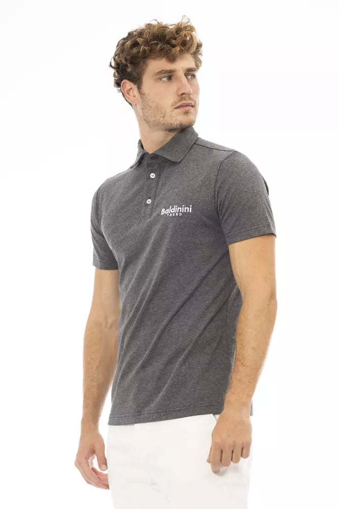 Baldinini Trend Gray Cotton Men Polo Baldinini Trend