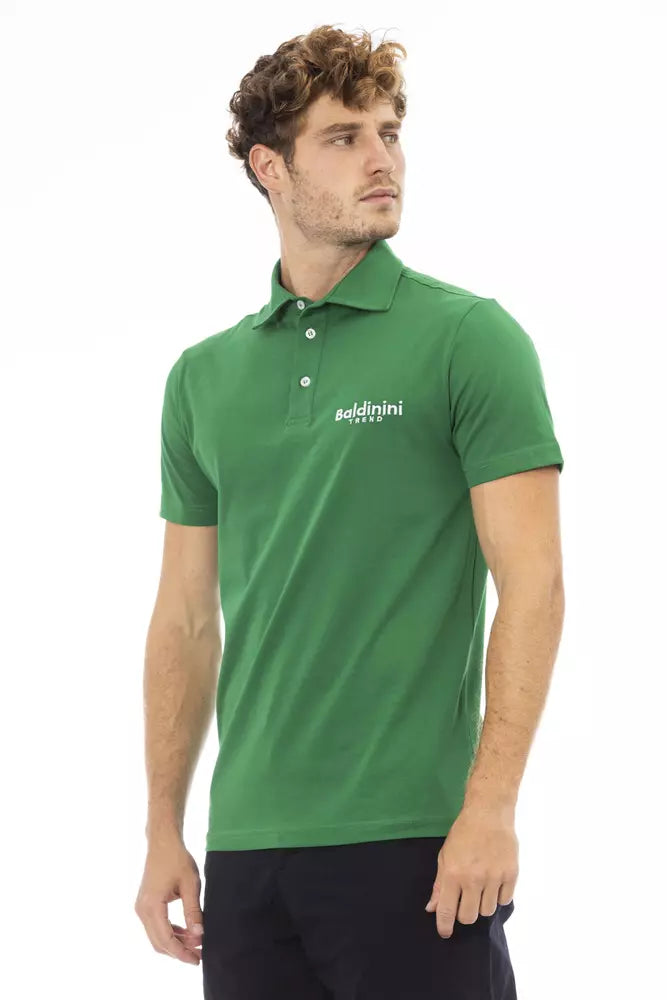 Baldinini Trend Green Cotton Men Polo Shirt Baldinini Trend