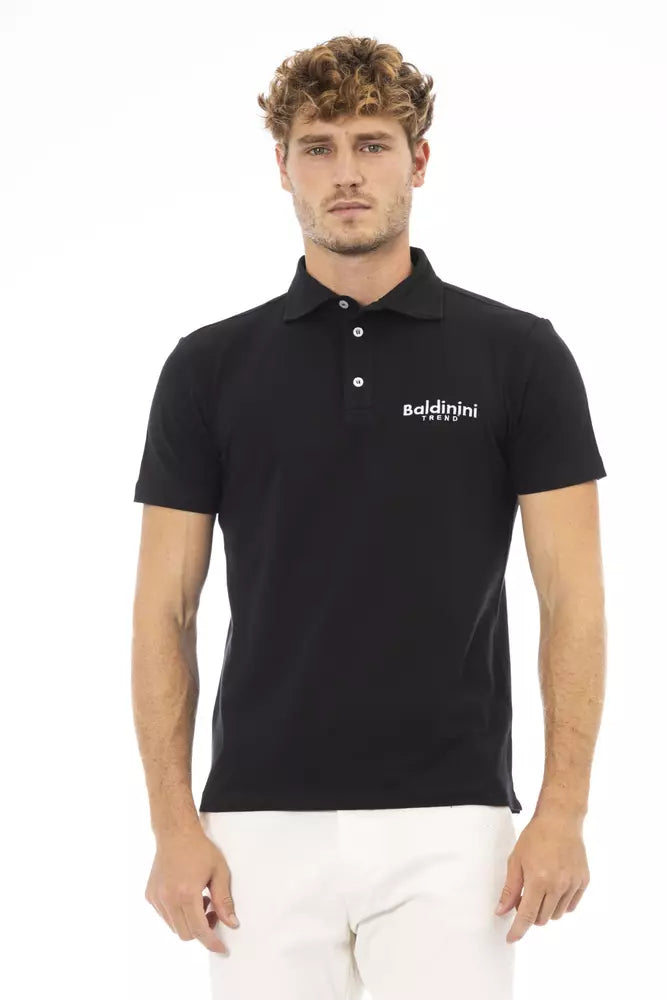 Baldinini Trend Black Cotton Men Polo Baldinini Trend