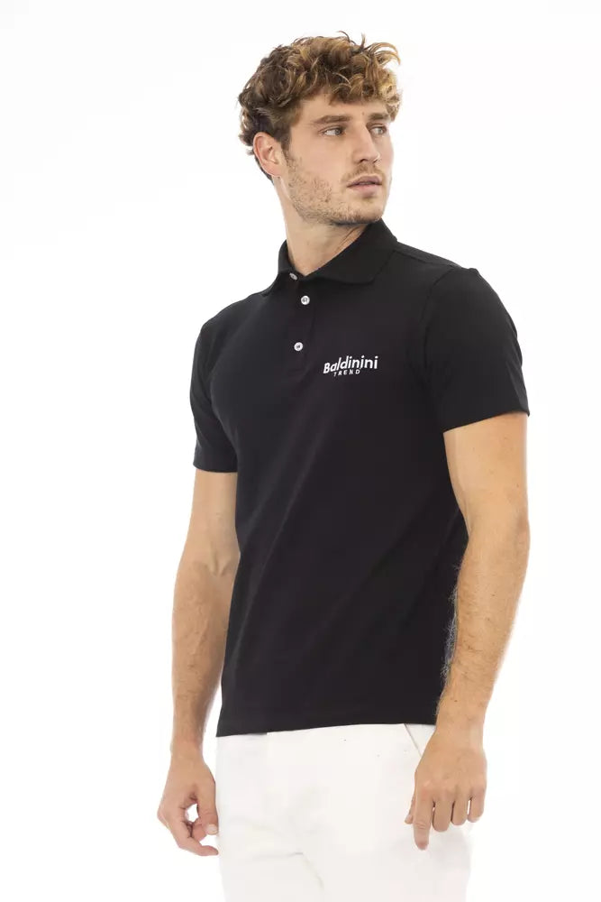 Baldinini Trend Black Cotton Men Polo Baldinini Trend