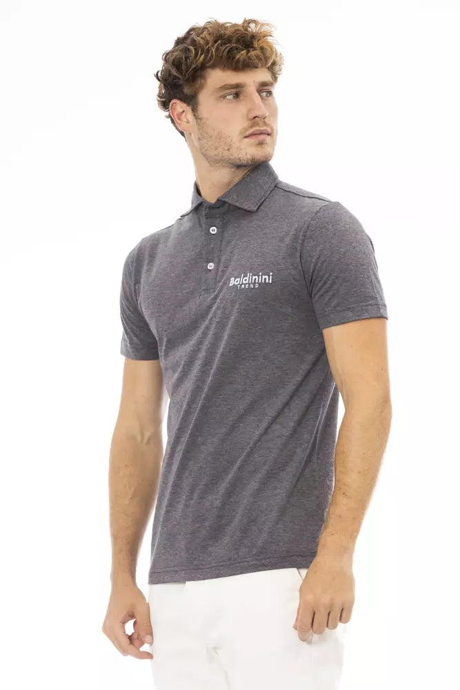 Baldinini Trend Gray Cotton Men Polo Baldinini Trend