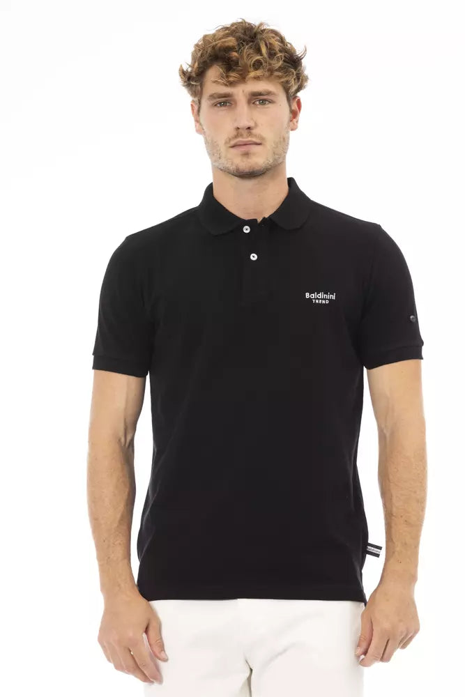 Baldinini Trend Black Cotton Men Polo Baldinini Trend