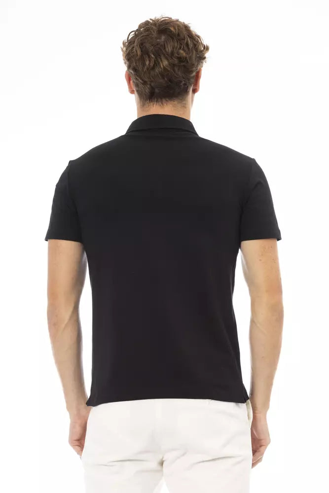 Baldinini Trend Black Cotton Men Polo Baldinini Trend