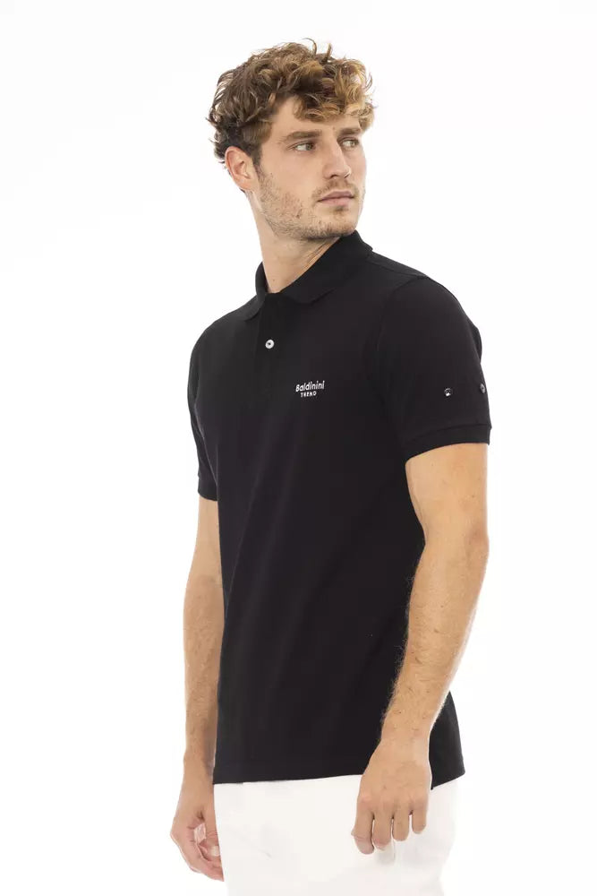 Baldinini Trend Black Cotton Men Polo Baldinini Trend