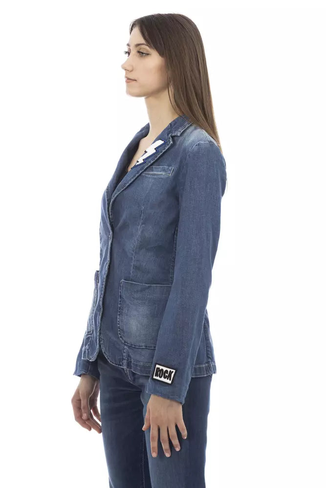 Baldinini Trend Blue Cotton Women Jacket Baldinini Trend