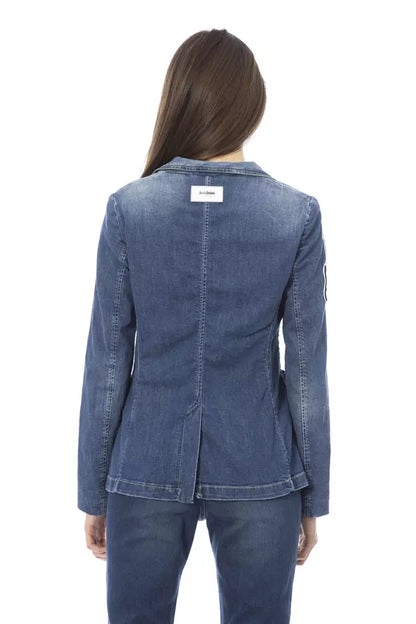 Baldinini Trend Blue Cotton Women Jacket Baldinini Trend