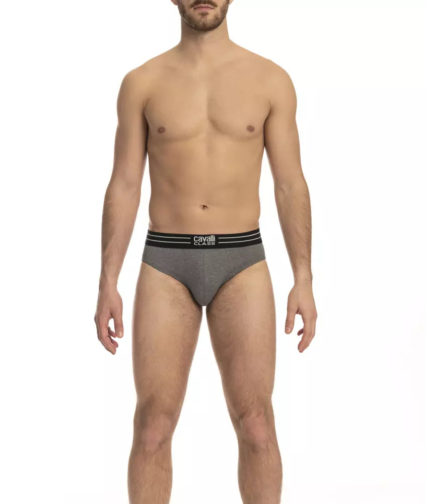 Cavalli Class Gray Cotton Men Underwear Pack Cavalli Class