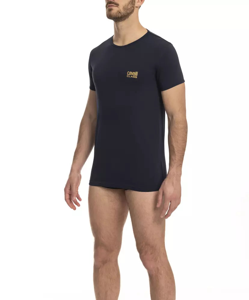 Cavalli Class Blue Cotton Men T-Shirt Cavalli Class