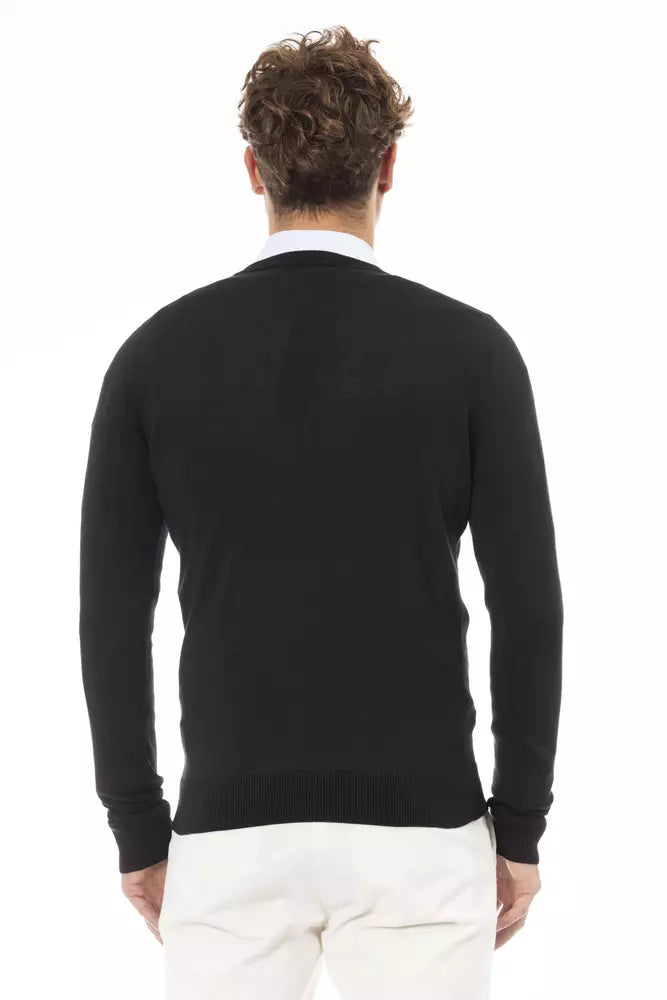 Baldinini Trend Black Modal Men Sweater Baldinini Trend