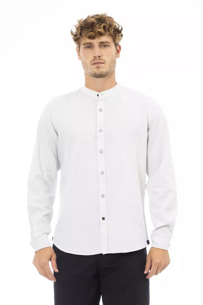 Baldinini Trend White Linen Men Shirt Baldinini Trend