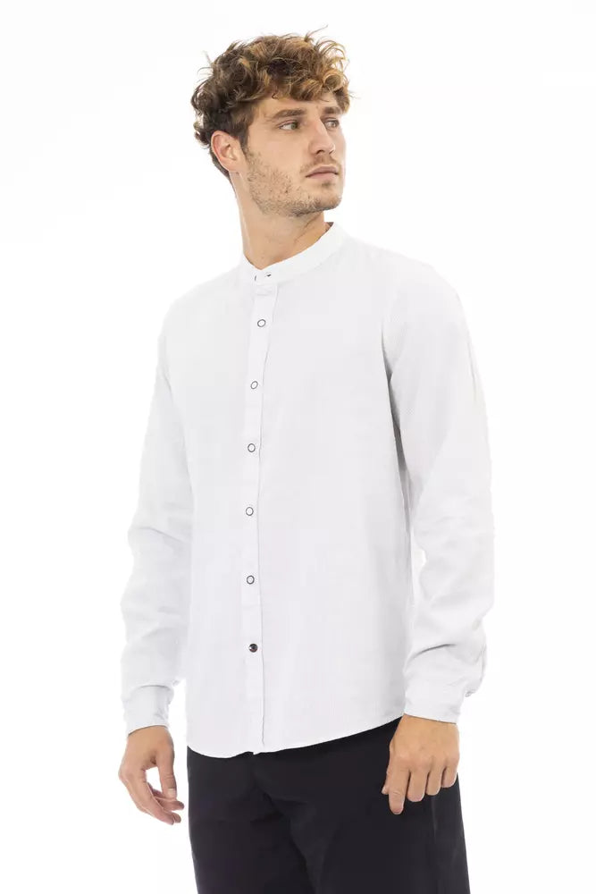 Baldinini Trend White Linen Men Shirt Baldinini Trend