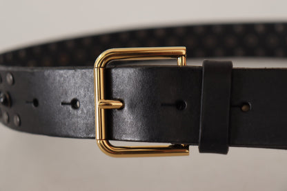 Dolce & Gabbana Elegant Leather Belt with Logo Engraved Buckle Dolce & Gabbana