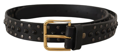 Dolce & Gabbana Elegant Leather Belt with Logo Engraved Buckle Dolce & Gabbana