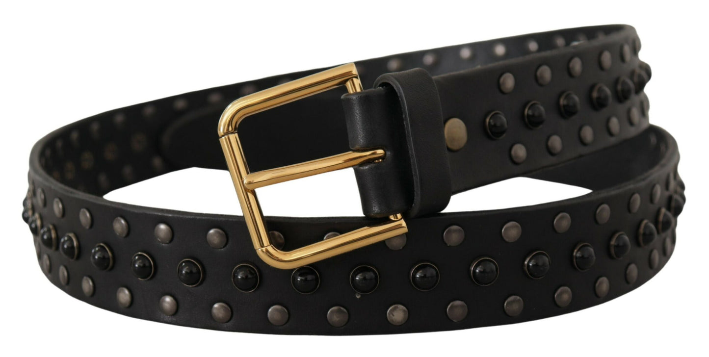 Dolce & Gabbana Elegant Leather Belt with Logo Engraved Buckle Dolce & Gabbana