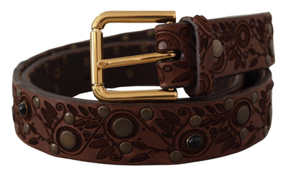 Dolce & Gabbana Elegant Leather Belt with Engraved Buckle Dolce & Gabbana