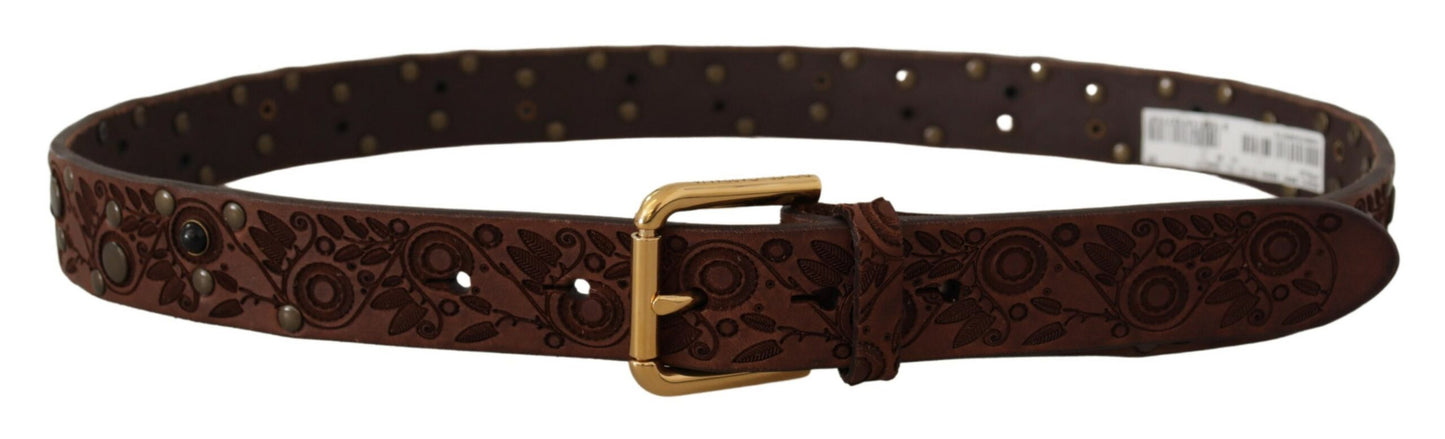 Dolce & Gabbana Elegant Leather Belt with Engraved Buckle Dolce & Gabbana