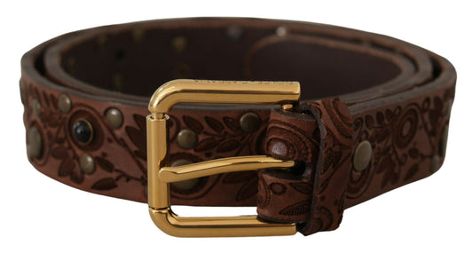 Dolce & Gabbana Elegant Leather Belt with Engraved Buckle Dolce & Gabbana