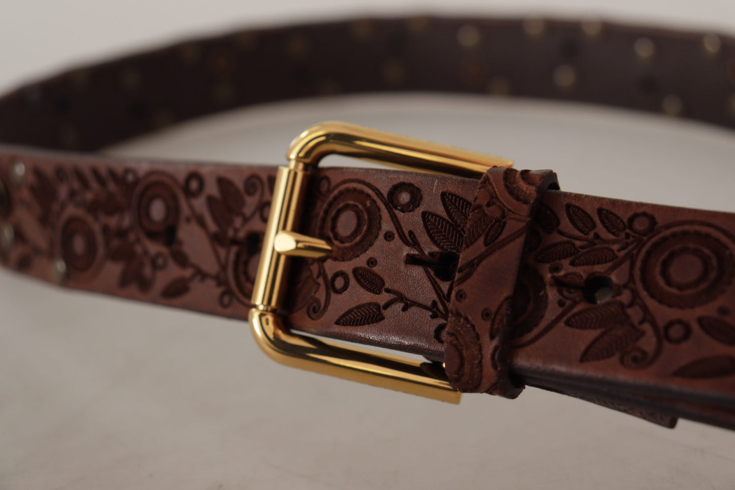 Dolce & Gabbana Elegant Leather Belt with Engraved Buckle Dolce & Gabbana