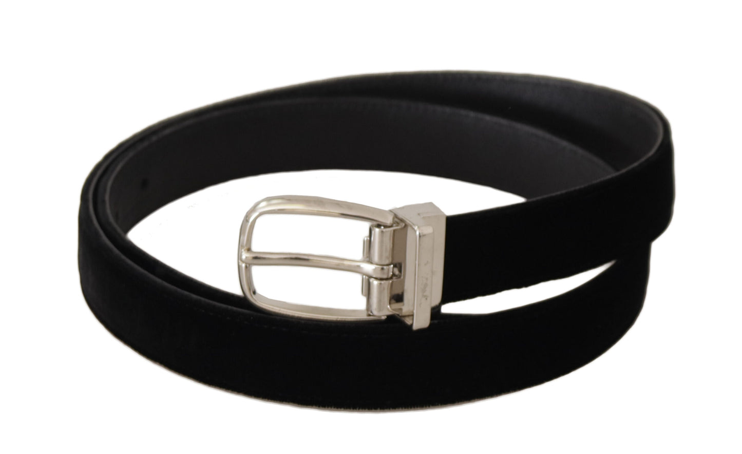 Dolce & Gabbana Elegant Velvet Black Belt with Logo Buckle Dolce & Gabbana