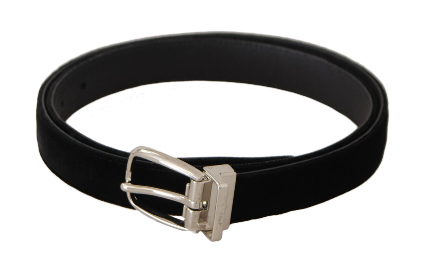 Dolce & Gabbana Elegant Velvet Black Belt with Logo Buckle Dolce & Gabbana